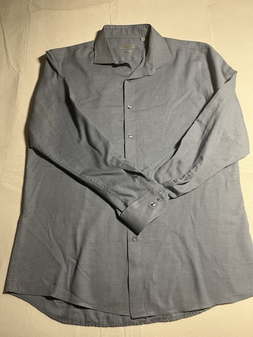 Perry Ellis Portfolio Modern Fit Men’s Large Blue Pattern Dress Shirt Large